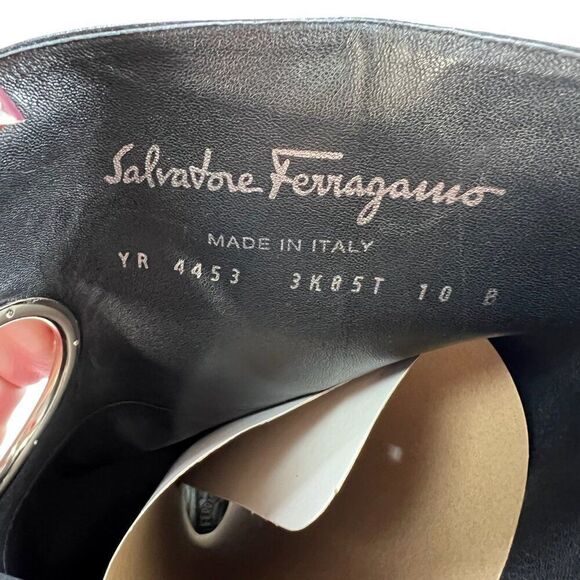 Salvatore Ferragamo Tall Nero Cut Out Knee High Boots Pointed Toe Black Size 10 - Picture 5 of 14